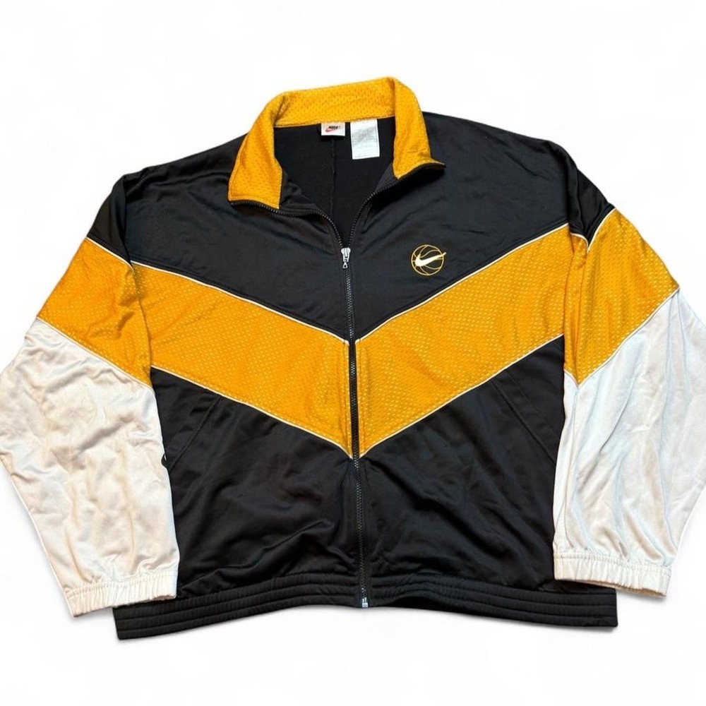 Vintage Nike 90s white tag basketball black yellow track jacket tagged large